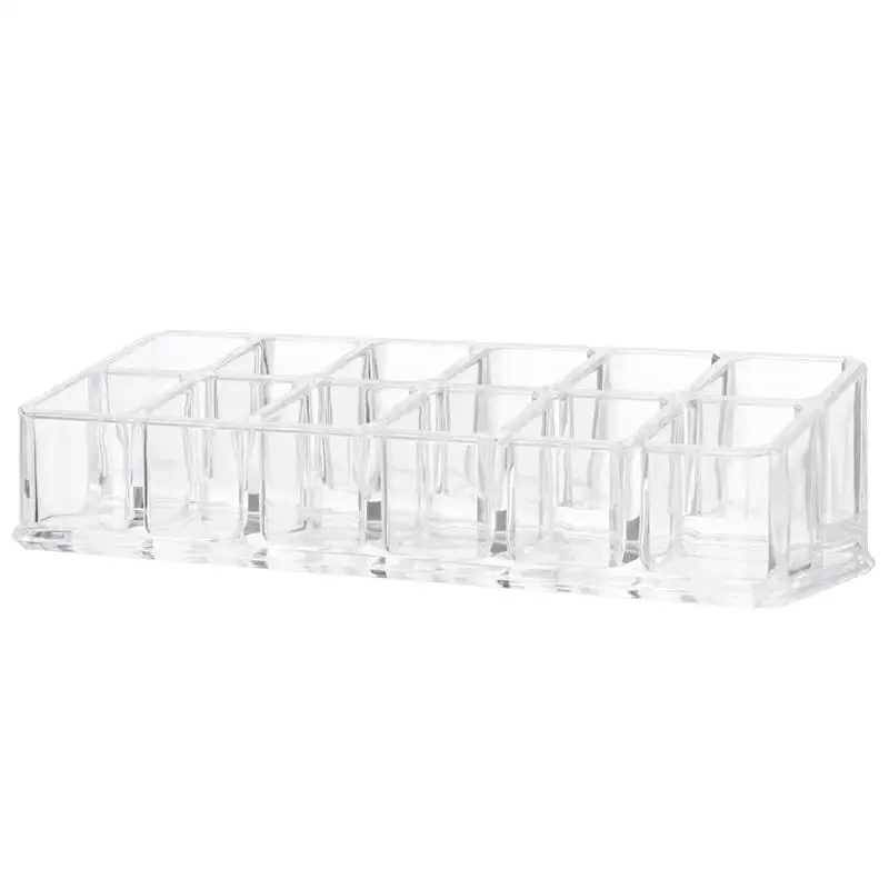 12-Slot Clear Plastic Makeup Lipstick Display Stand Storage Rack Holder Cosmetic Organizer