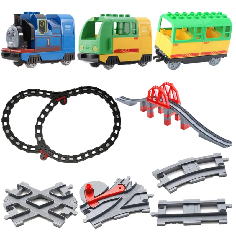 

Big Size Diy Building Blocks Compatible with Duploed Train Track Accessories Curved Bridge Parts Bricks Kids Toys Gifts