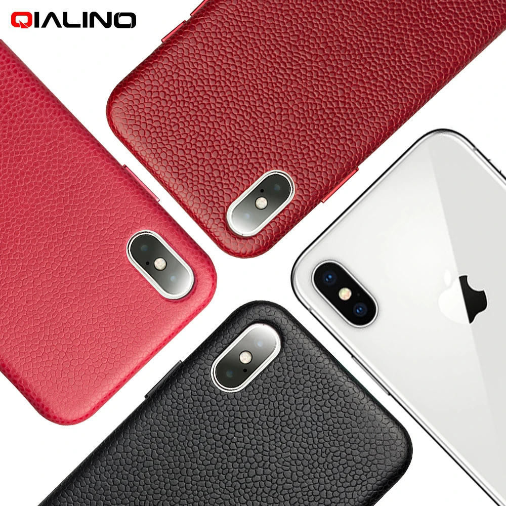 QIALINO для iPhone X 10 чехол Классический Личи Текстура телячья кожа натуральная с