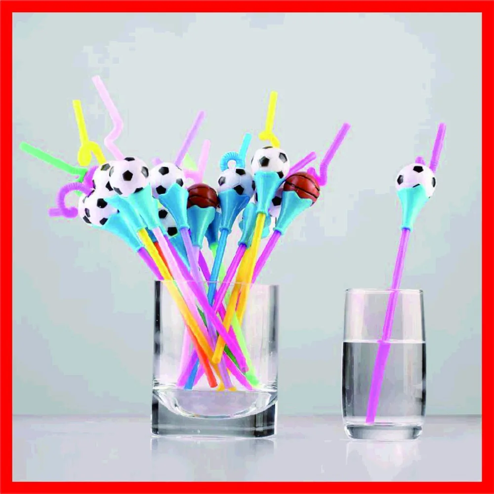 football drinking straw disposable cartoon fruit juice personalized
