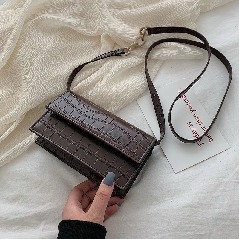 الحجر نمط Crossbody حقائب للنساء 2019 صغيرة بو الجلود المحافظ و حقائب جديد مصمم السيدات الكتف حقيبة ساعي