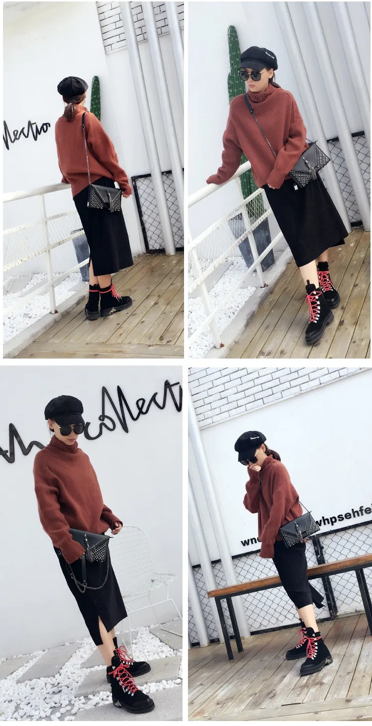 NIGEDU Punk rivet Women envelope clutch bag chain tassel women messenger bag female Crossbody bag  (23)