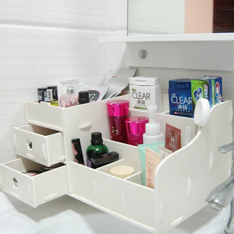 Plastic Makeup Organizer white Cosmetic Drawers Case Desktop Make Up