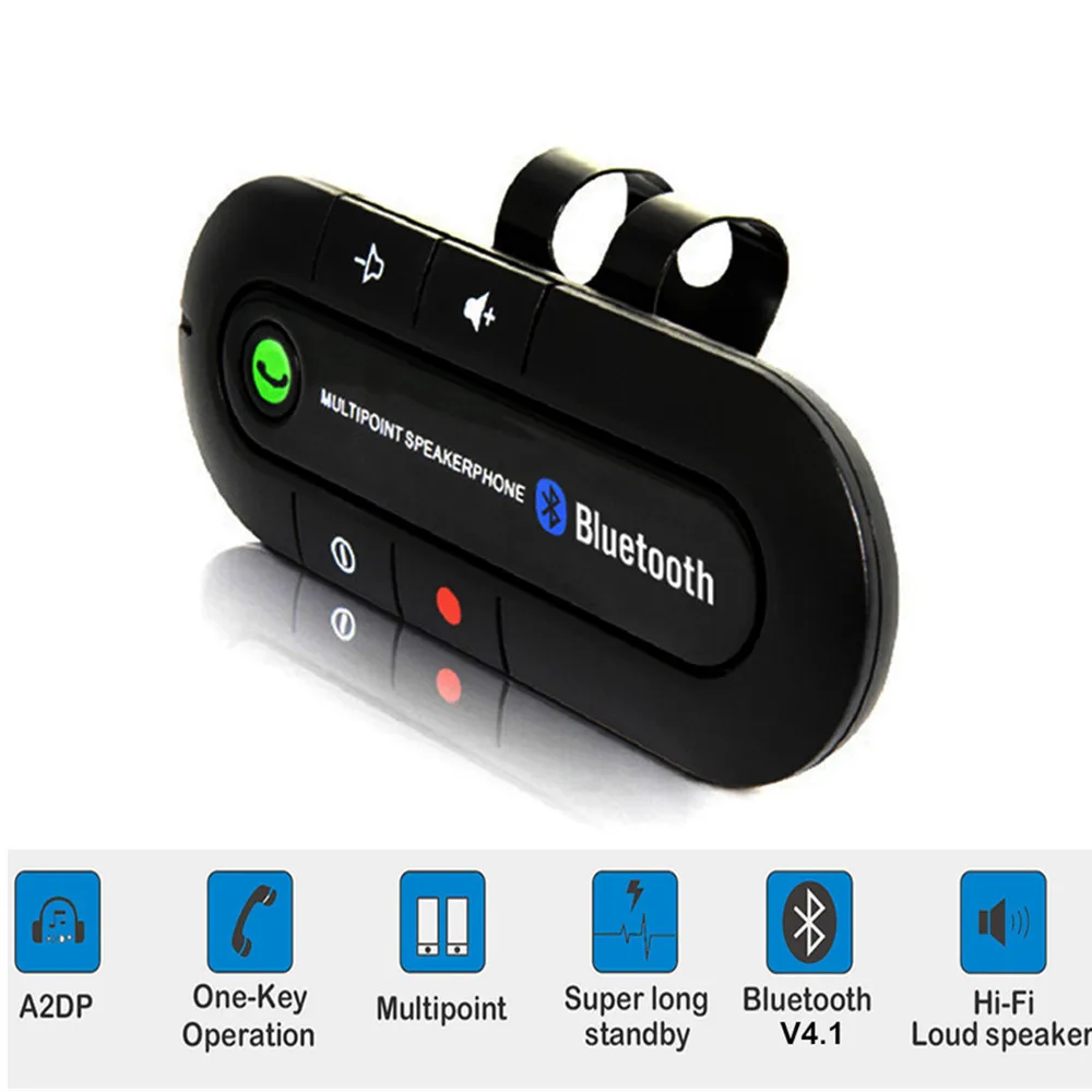 

Bluetooth 4.1 Handsfree Car Kit Sun Visor Clip Audio Adapter Wireless Receiver Multipoint Speakerphone Auto Stereo Mp3 Player