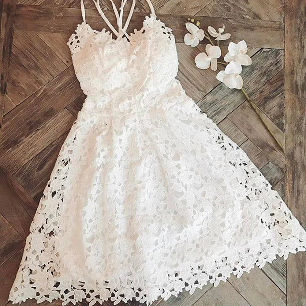 

Tosheiny 2019 Women Sexy Halter Lace Hollow Out Off Shoulder Dresses Female Dresses Backless Solid Color Mini Dress TH8295