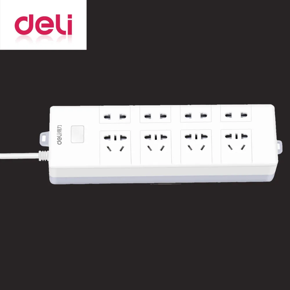 

Deli 1pcs New arrival Original US plug version Power Socket Strip 8 Sockets EU port Extension Patch Board home 5 m extension