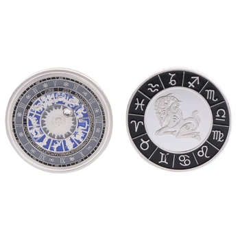 

Aries Commemorative Coins Plated Silver Constellation Virgo For Souvenir Art Collection Constellation Commemorative Coins