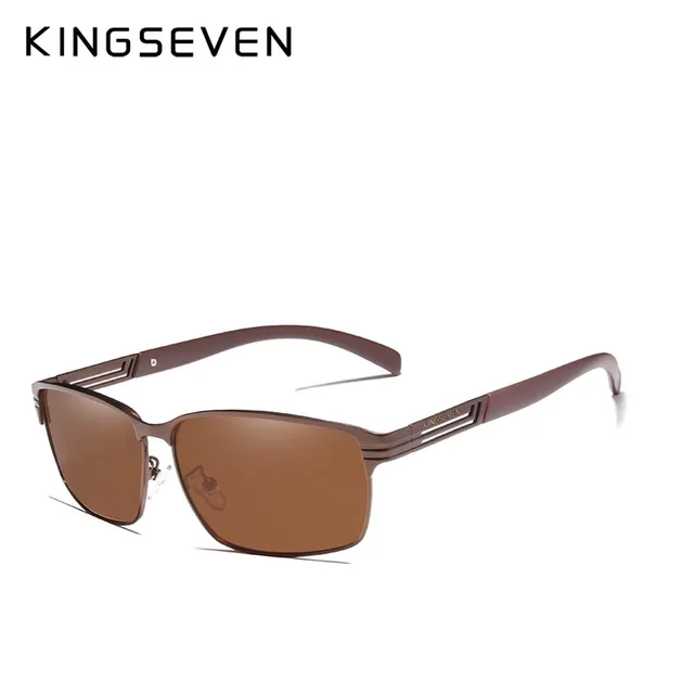 KINGSEVEN BRAND DESIGN Sunglasses Men Driving Male Polarized Sunglasses Vintage Square Frame Eyewear Oculos Gafas UV400 Brown