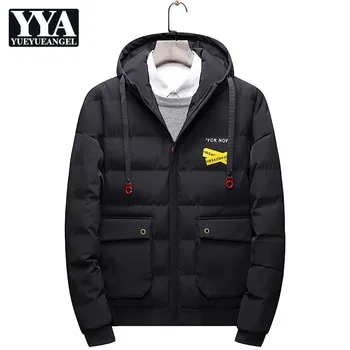 

Fashion Winter Coat Men Hooded Thick Warm Jacket Mens Slim Hooded Cotton Padded Outwear Male Korean Harajuku Man Coat Outside