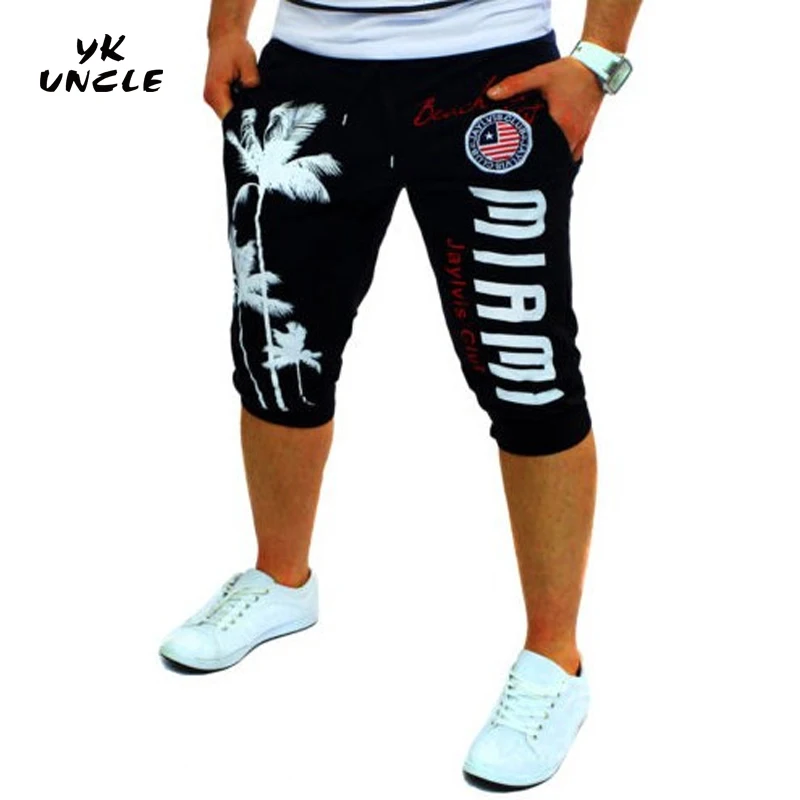 

Musculation Men's Casual Shorts Coconut Tree&USA Flag&Letter Printed Fitness Bodybuilding Shorts Cotton High Quality,YK UNCLE