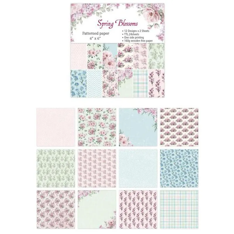 

24 sheet 6"X6" Autumn flower patterned paper Scrapbooking paper pack handmade craft paper craft Background pad