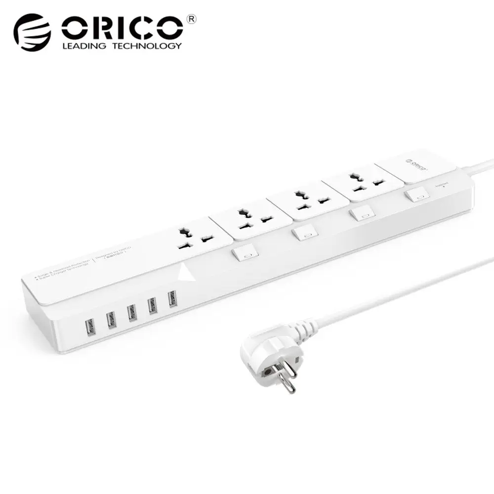 

ORICO OSJ-4A5U-UN-EU 4 AC Outlets 5 USB Ports Desktop Charger Multifunctional electrical Socket