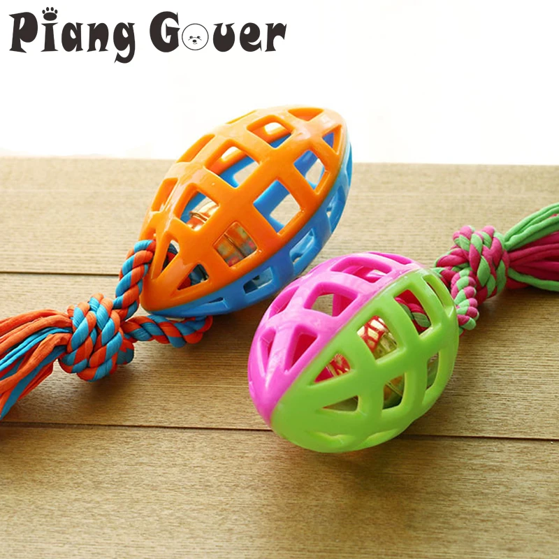 TPR Hollow Out Rugby Dog Toy Small Bell Prt Toy Puppy Funning Playing