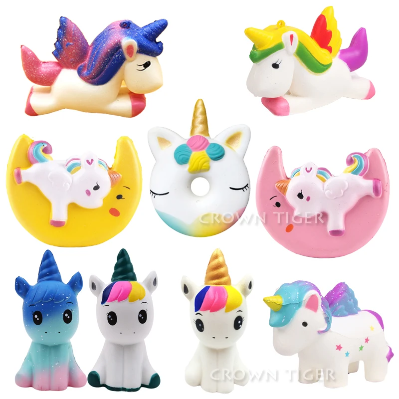 Beignet licorne spongieux jumbo kawaii à montée lente, doux et coloré. Jouet antistress amusant pour les enfants