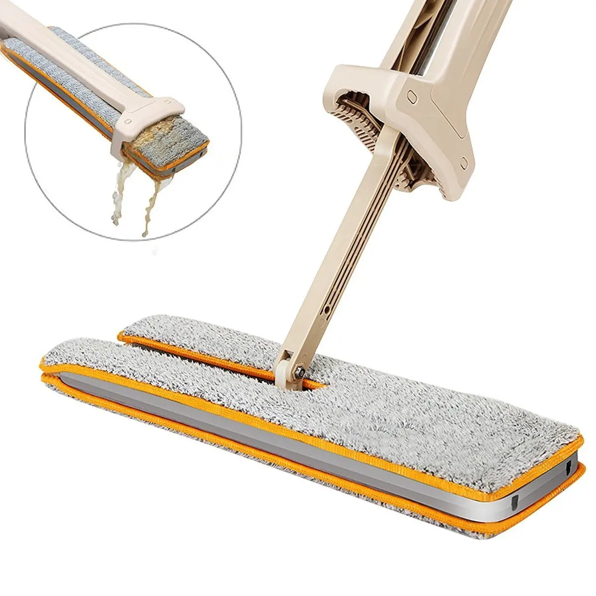 

360 Degree Double Sided Flat Lazy Cleaning Mop Self-Wringing Flipping Telescopic Handle Mops With 2Pcs Microfiber Replace Cloth