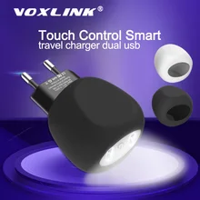 VOXLINK 5V2.1A LED Touch Control Smart travel charger dual usb inductive Charging For iPhone Samsung Xiaomi Mobile Phone Charger