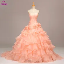 CX SHINE Long train Luxury Princess Organza wedding dress Custom color Bridal gown plus size vestidos