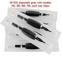 Одноразовые насадки для тату-трубки с 1RL 3RL 5RL 7RL иглы в ассортименте смешанный размер 3/"(19 мм) для тату-пистолета 40 шт./партия
