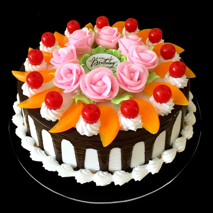 15 Cm Diametre Simulation Gateau Creme De Fruits Gateau D Anniversaire Modele Europeen Fruits Fleurs Decoration Aliexpress