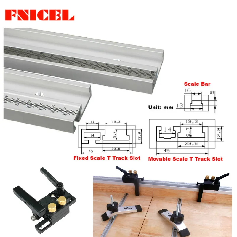 

1Pc Slot Miter Track Aluminum Alloy T-Tracks with Scale and Miter Track Stop T Slot Track Router Table Saw Woodworking DIY Tools