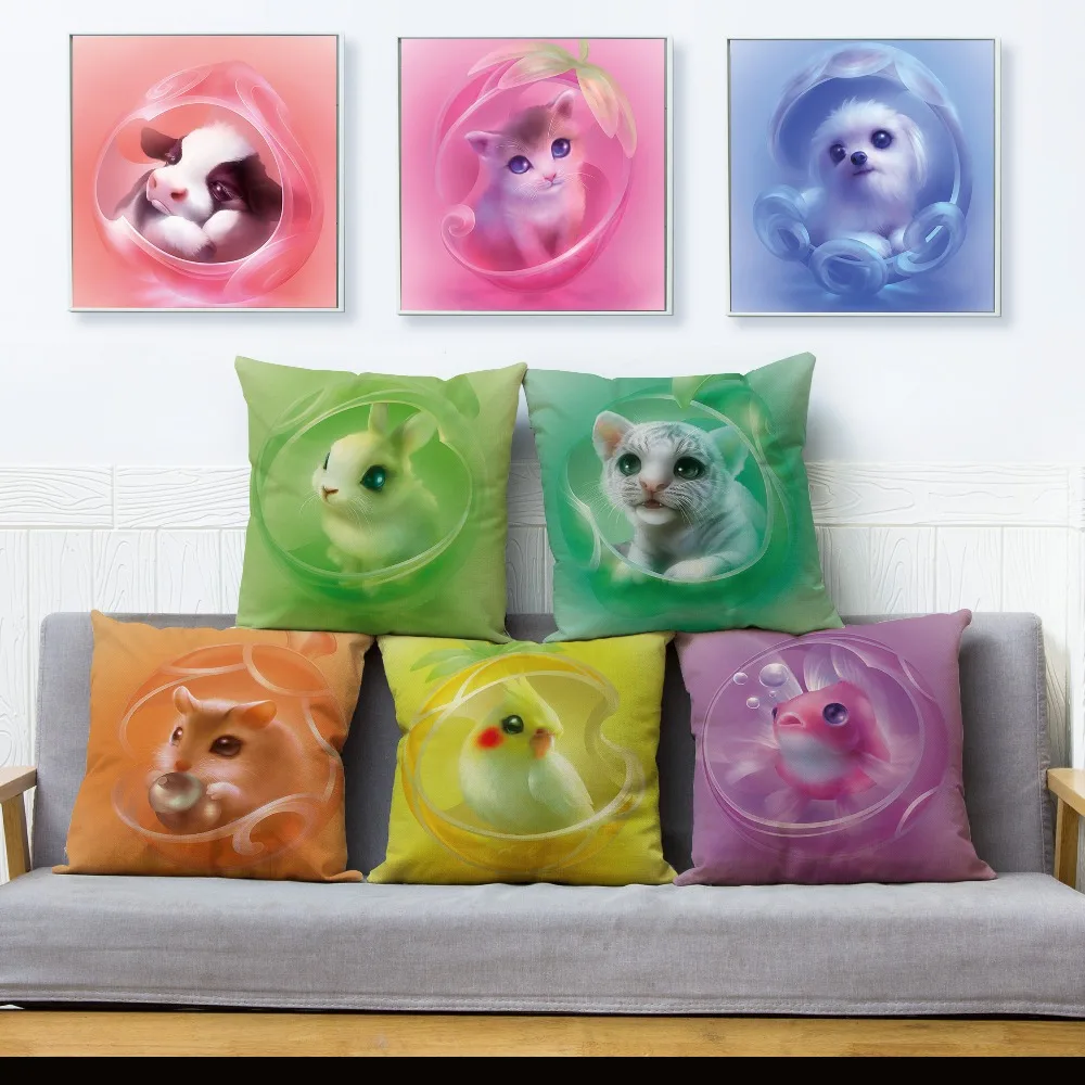 

Cute Cartoon Animal Dinosaur Dog Cat Bird Egg Cushion Cover Pillow Covers 45*45 Pillows Case Sofa Car Decor Colorful Pillowcase