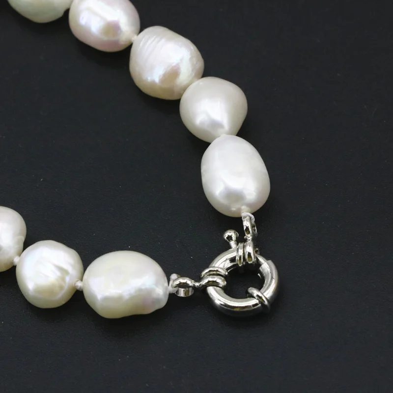 12-14mm Freeform Irregular Beads Necklace Natural Freshwater Pearl White Beads Necklaces Women Bridal Diy Jewelry 18inch B3389