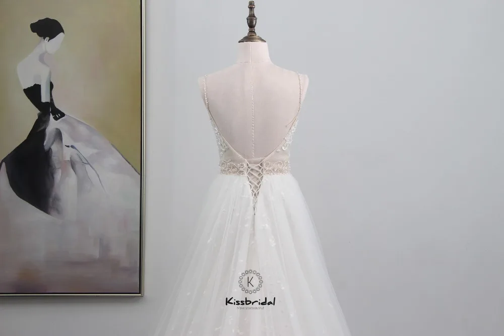 Vestido de noiva Новые великолепные белые свадебные платья Летний Стиль Бисероплетение