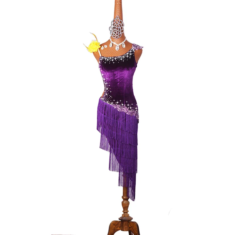 2017-Women-Latin-Dancing-Costumes-Lycra-Net-Top-Tassel-Skirt-Salsa-Samba-Rumba-India-Ladies-Fringe (1)
