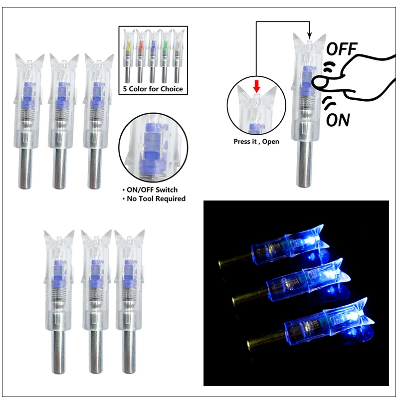 PANDARUS 3 упак. освещенная стрелка Nocks 7,6 мм для стрельба из лука арбалета Сменные зарубки стрелы для охоты стрельбы стрелки