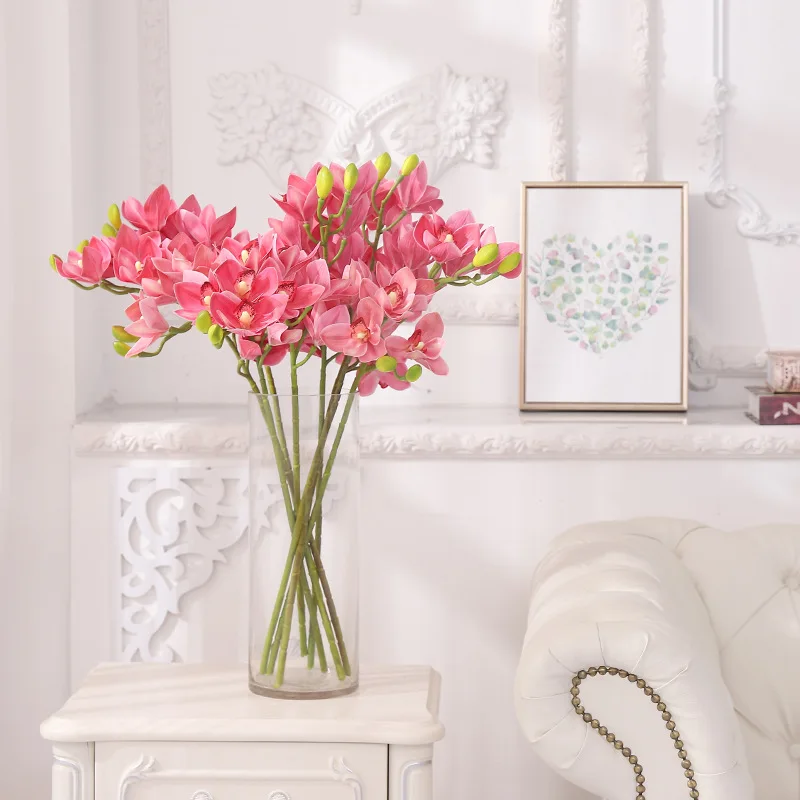 

Klonca Luxury Natural 78cm 1pc 3D Print Artificial Flower Fake Flower Cymbidium Home Wedding Decoration