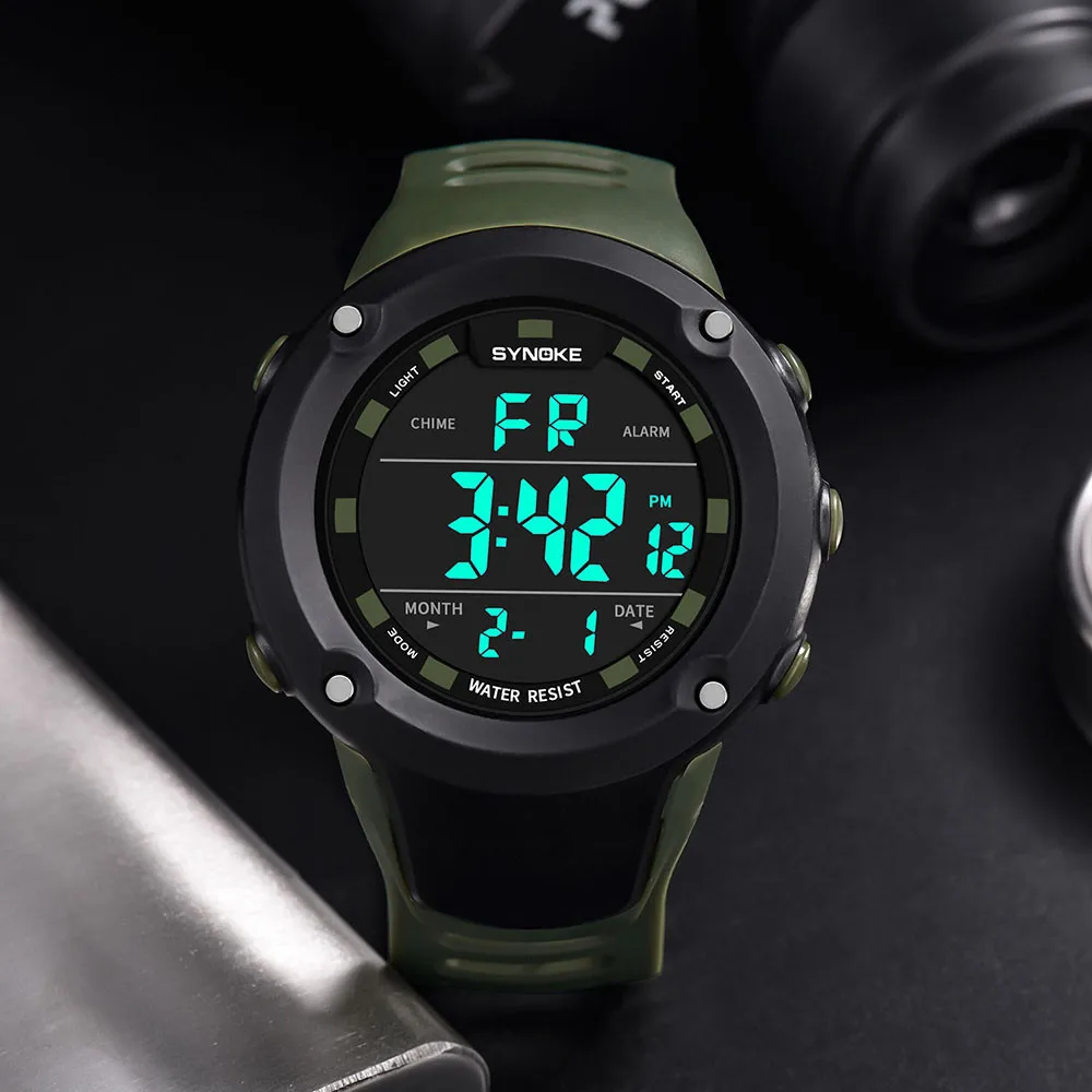 

2018 New Men Sports Digital Watches Multi Function Waterproof 50m LED Digital Watch Dual Movement Watch Rubber Wrist Watch