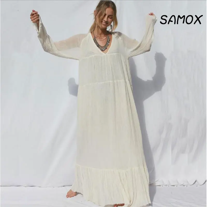 JSMY 2019 New Summer Maxi dress Fashion Women Retro Bohemian Style Beach Dress