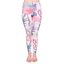 Женские леггинсы в стиле ретро, элегантные Леггинсы с принтом фламинго, женские эластичные брюки с высокой талией для фитнеса