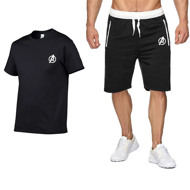 2019 футболка marke Mnner наборы Mode Sommer baumwolle kurzarm Sporting Anzug + шорты Herren 2 Stck комплекты