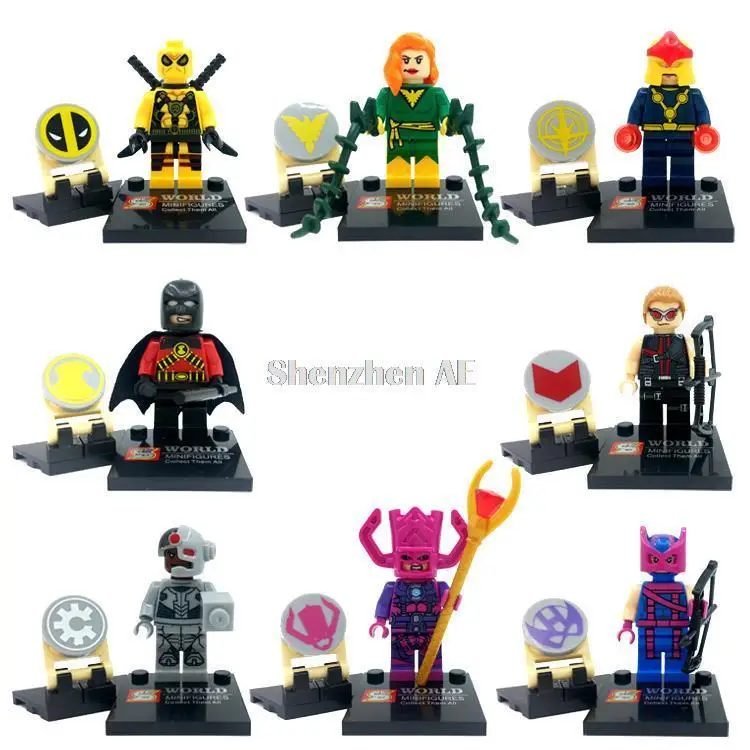 

Single Sale Super Hero Figure Set Legoingly SY258 Deadpool Galactus Jean Grey Hawkeye Building Block Sets Model Bricks Toys