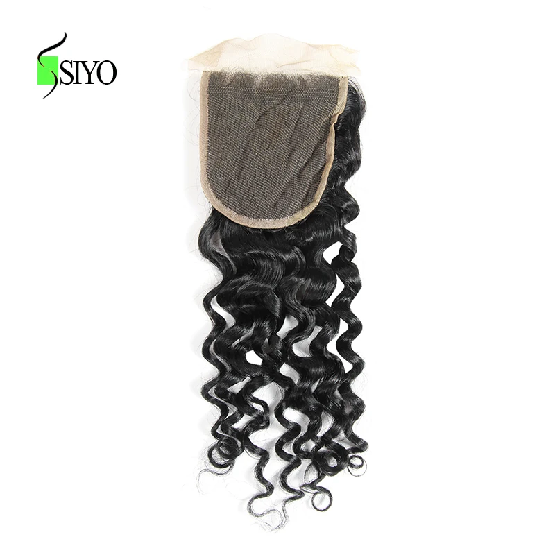 Onda de Água Bundles com Lace Encerramento do Cabelo Pacotes com Fecho de Cabelo Brasileira Siyo Humano Não-remy Tecer Livre Parte 3 2 Pacotes com 34 com fecho