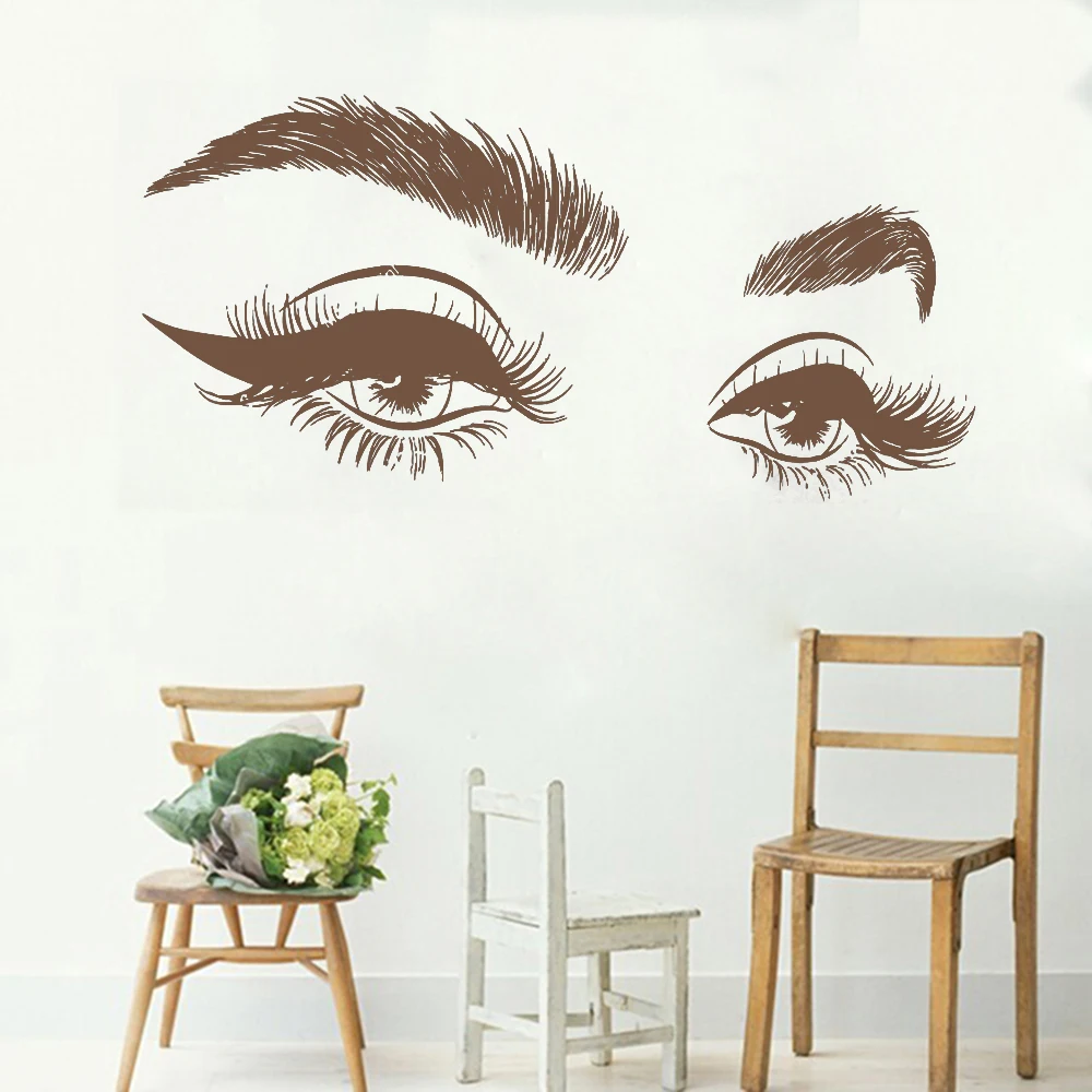 Горячая красивые ресницы глаза наклейка на стену виниловая девушки глаза брови наклейки на стены Современный домашний декор искусство салон LC412