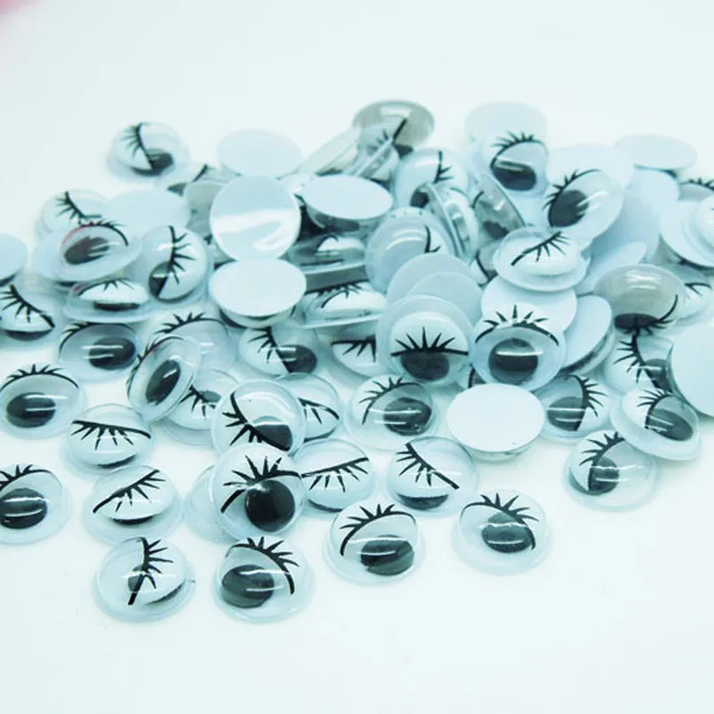 

500pcs/lot Round White Color With the Eyelashes Eye Activities Moving Eyes Plastic Eyes For Doll Toy 8mm