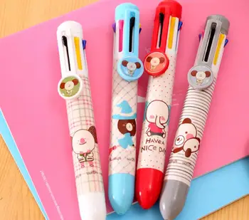 

new cute design Multicolor press ballpoint pen 8 in 1 color cute cartoon pen school prize gift student ballpoint pen 24pc/lot