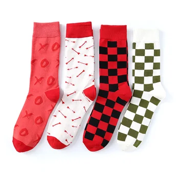 

New Arrival Brand Fashion Men Socks Cotton Happy Socks Men harajuku Style Colorful Crew Dress Socks Big Size Socks EU45 46