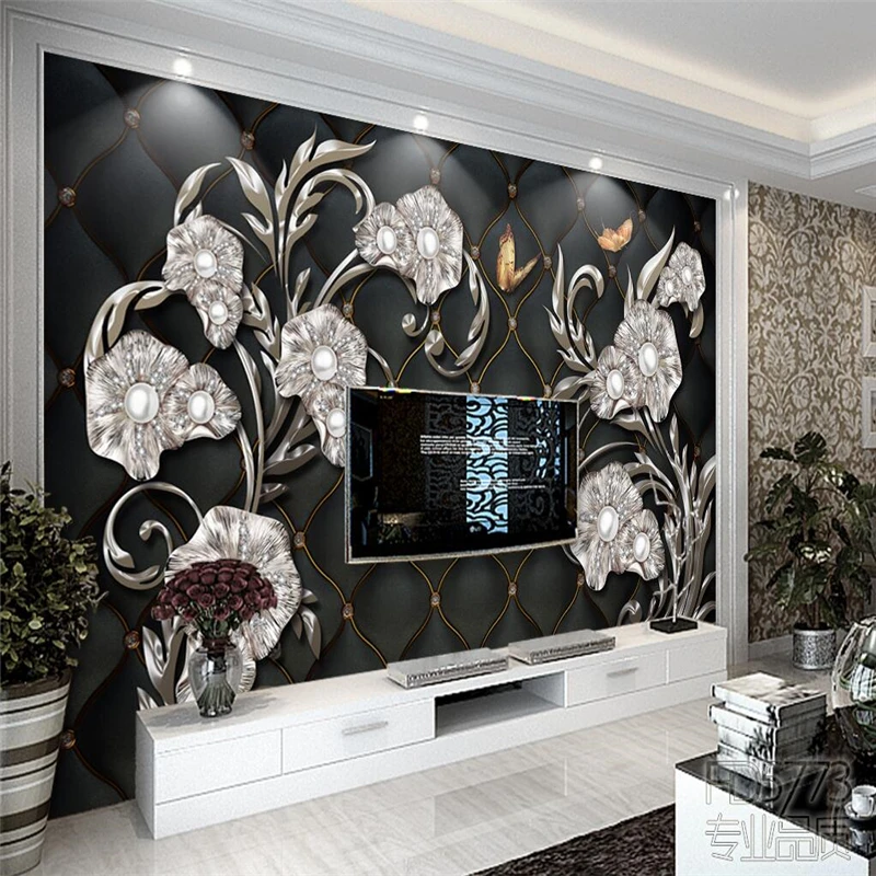 

beibehang flowers soft bag TV background photo wallpaper 3d painting TV sofa backdrop living room bedroom large wall paper