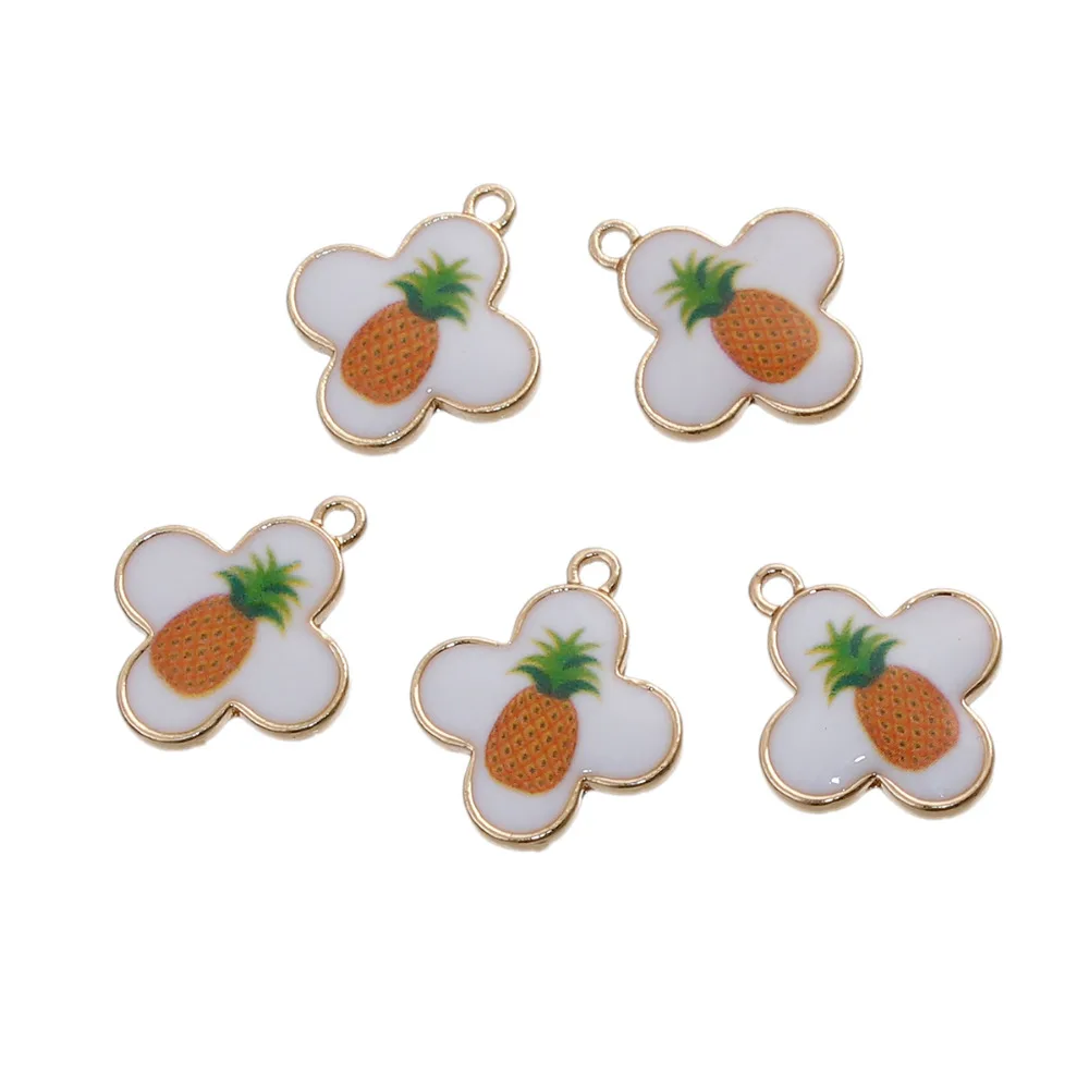 DoreenBeads цинковый сплав Подвески ананас/Ананас Фрукты подвески белый и желтый