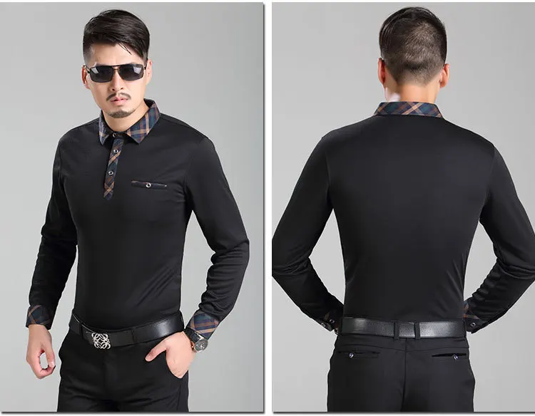 Для мужчин рубашки поло фабрики Для мужчин новая зимняя одежда с длинным рукавом вязанная кофта с лацканами карман действительно