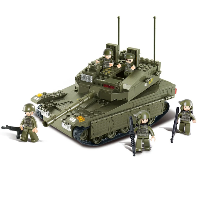 

344PCS Military Wars Tanks Army Series Merkava Building Blocks Model Figures Compatible legoingly soldier Educational toys Gift