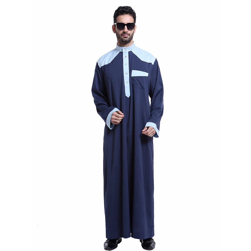 MISSJOY Исламская одежда Для мужчин мусульманский кафтан халат Арабская одежда Пакистана с длинными рукавами в стиле пэчворк Ropa Hombre