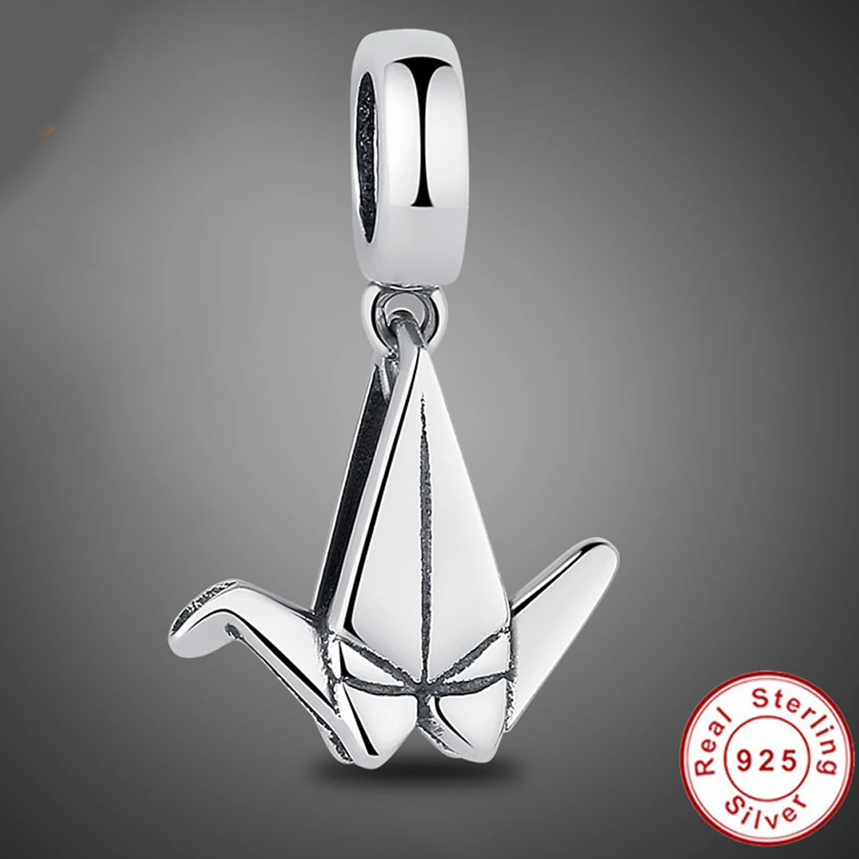 ELESHE European Thousand Paper Cranes Beads Fit ELESHE Charms Silver 925 Original Bracelet DIY Beads Sterling-Silver-Jewelry