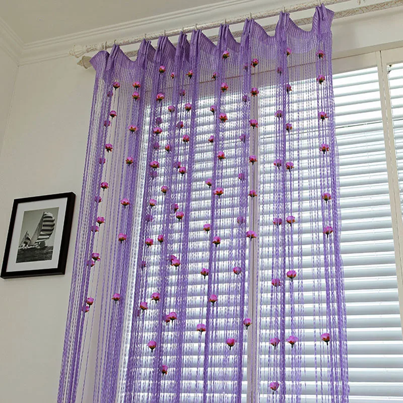 

Rose String Curtain Living Room Curtain Yarn Threaded Filament Partition Curtain Decorative Accessories