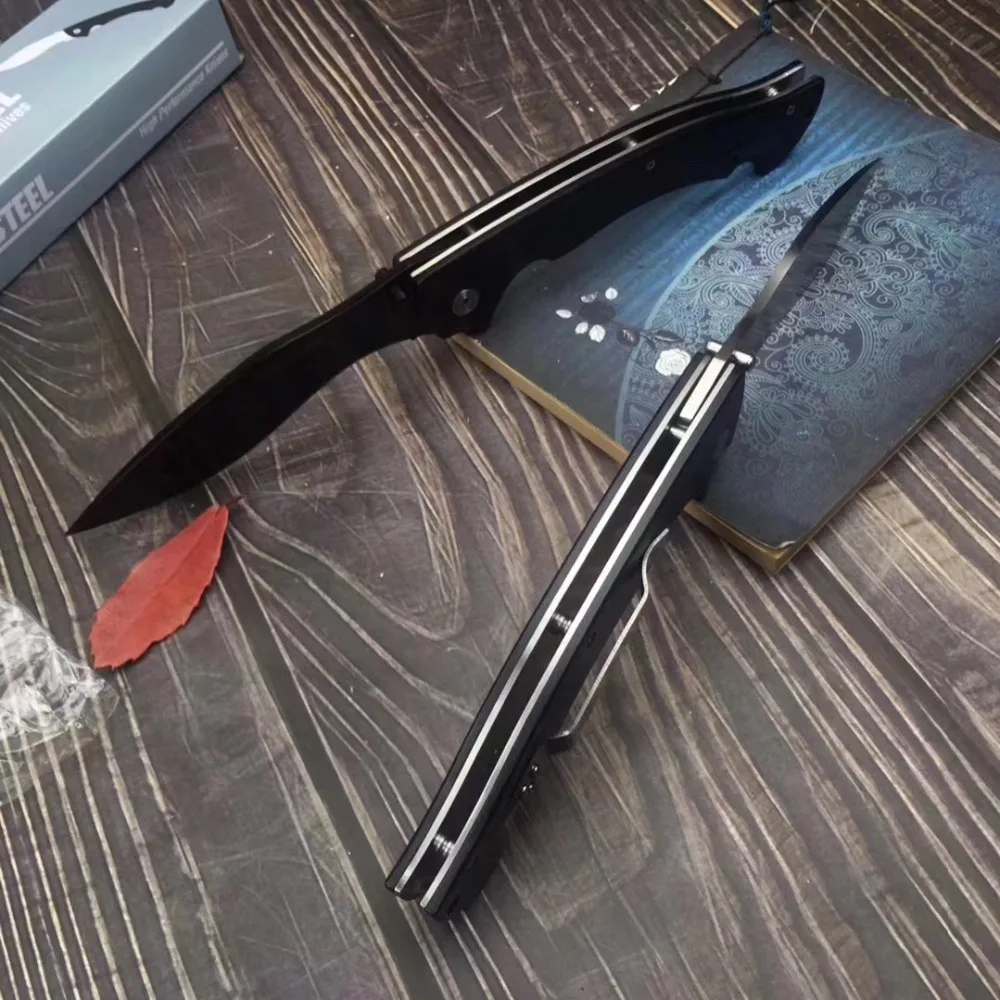 Mengoing Cold Steel Camping Survival Knife Tactical 5Cr13Mov Steel G10 Handle Outdoor Self-Defense Folding Blade Knives