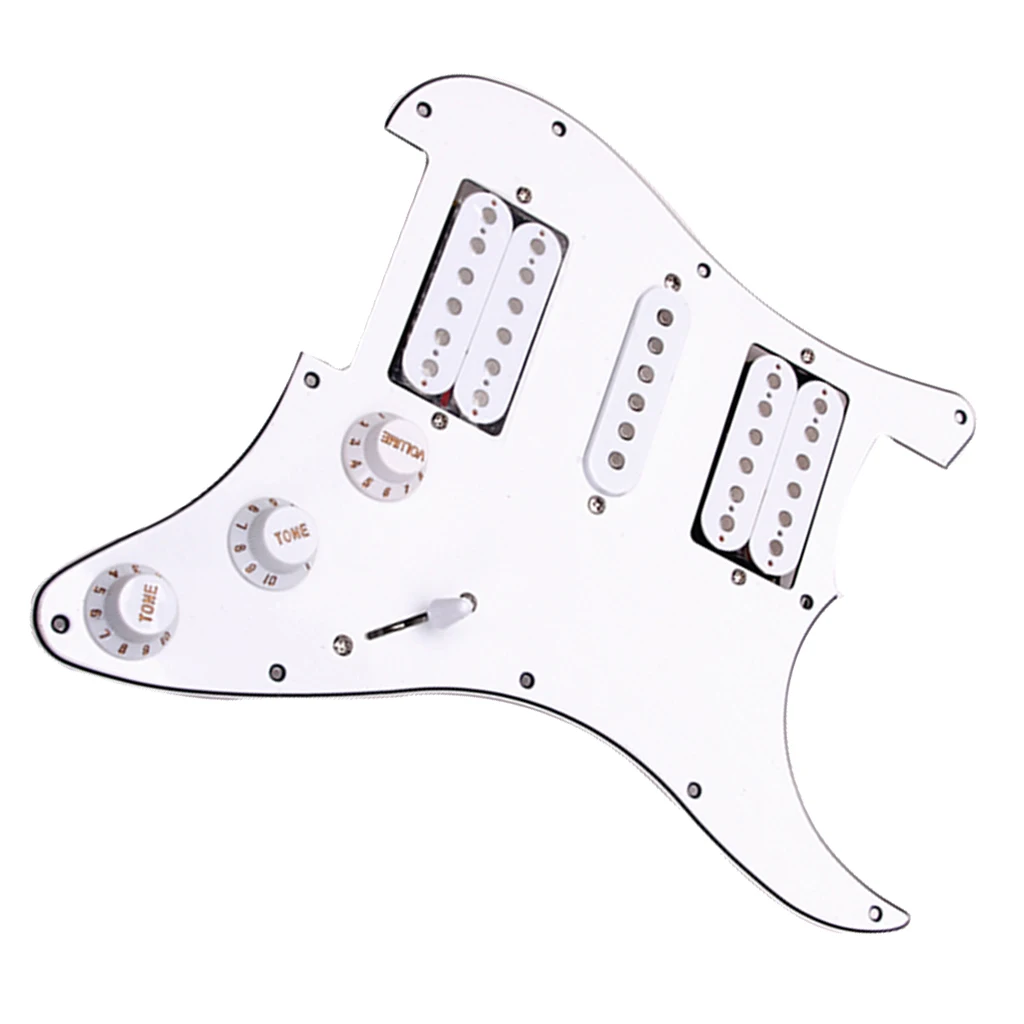 Белый загруженный Pickguard 3Ply 11 Отверстие HSH Humbuckers Пикап для Fender Stratocaster|Детали и