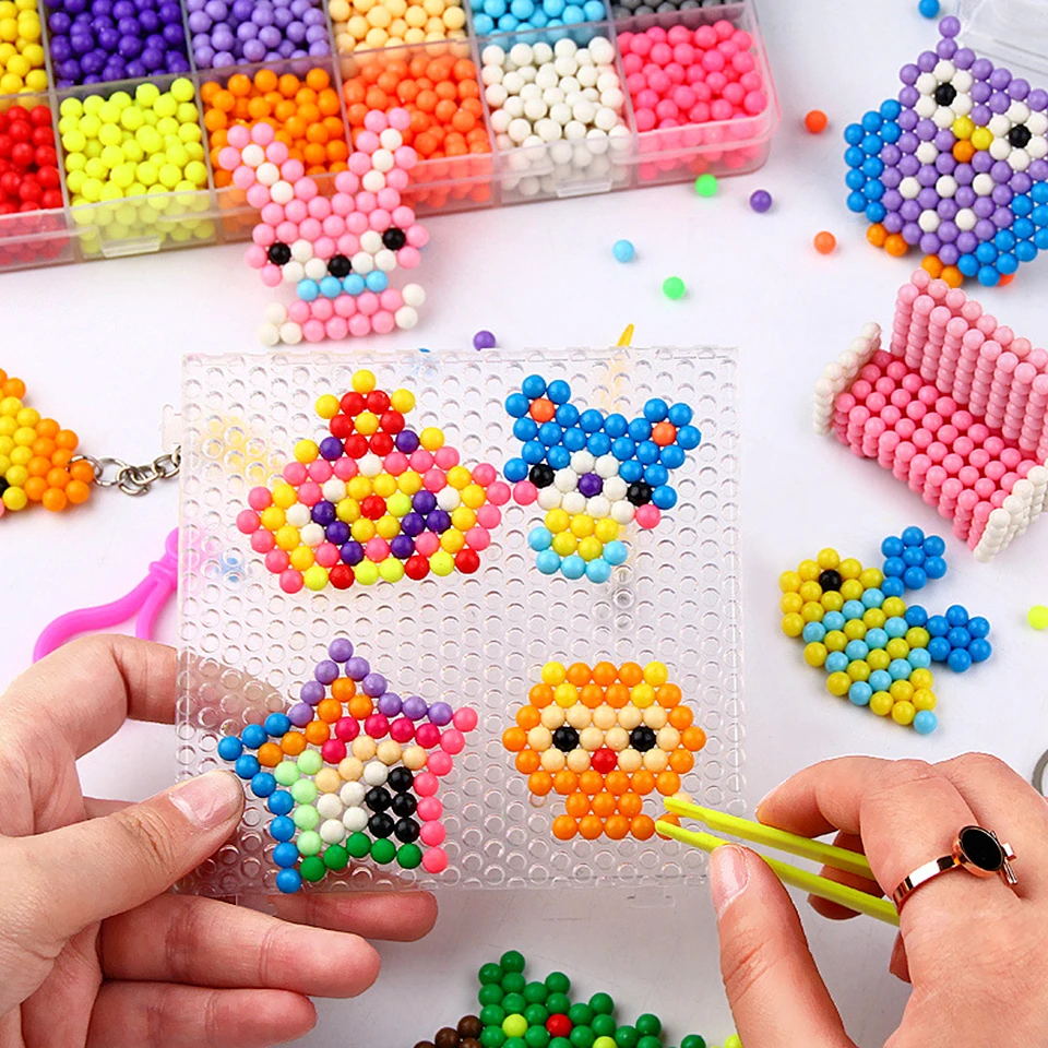 

3600pcs 5mm Aquabeads Set DIY Water Spray Magic Hama Aqua Beads Hand Making 3D Puzzle Educational Toys For Children Gift